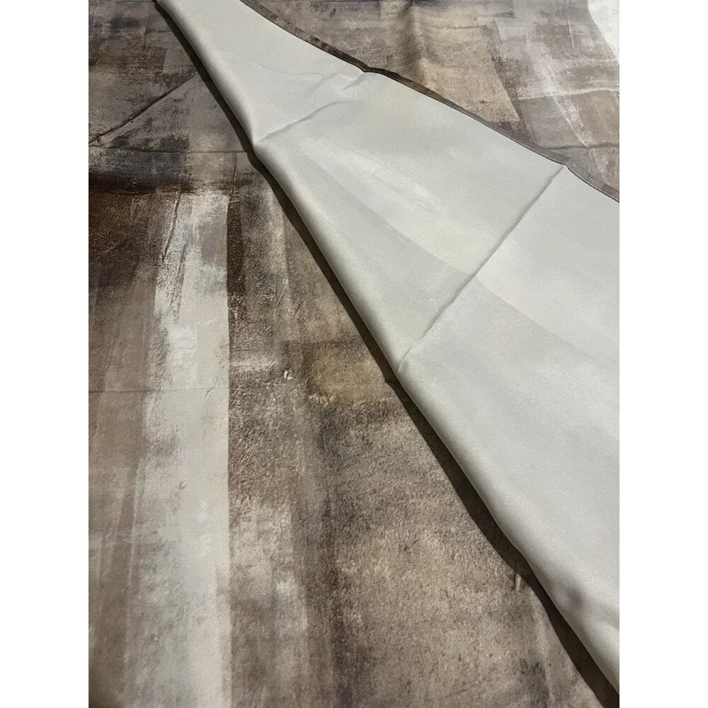 Brown Grey Kitchen Curtain 55x36” 2 panel  Abstract Art Painting Small Short